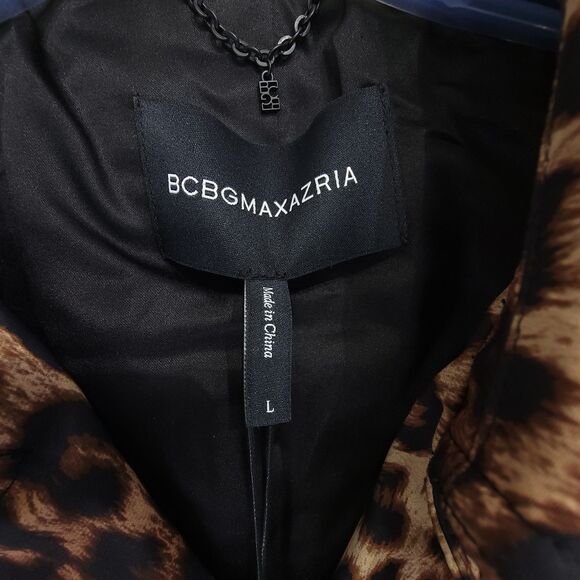 BCBGMAXAZRIA Leopard Trench Coat Large Brown Black New NWT $298 Water resistant - Picture 3 of 10